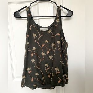 Linen/Rayon Green Tank Leaf Detail size M